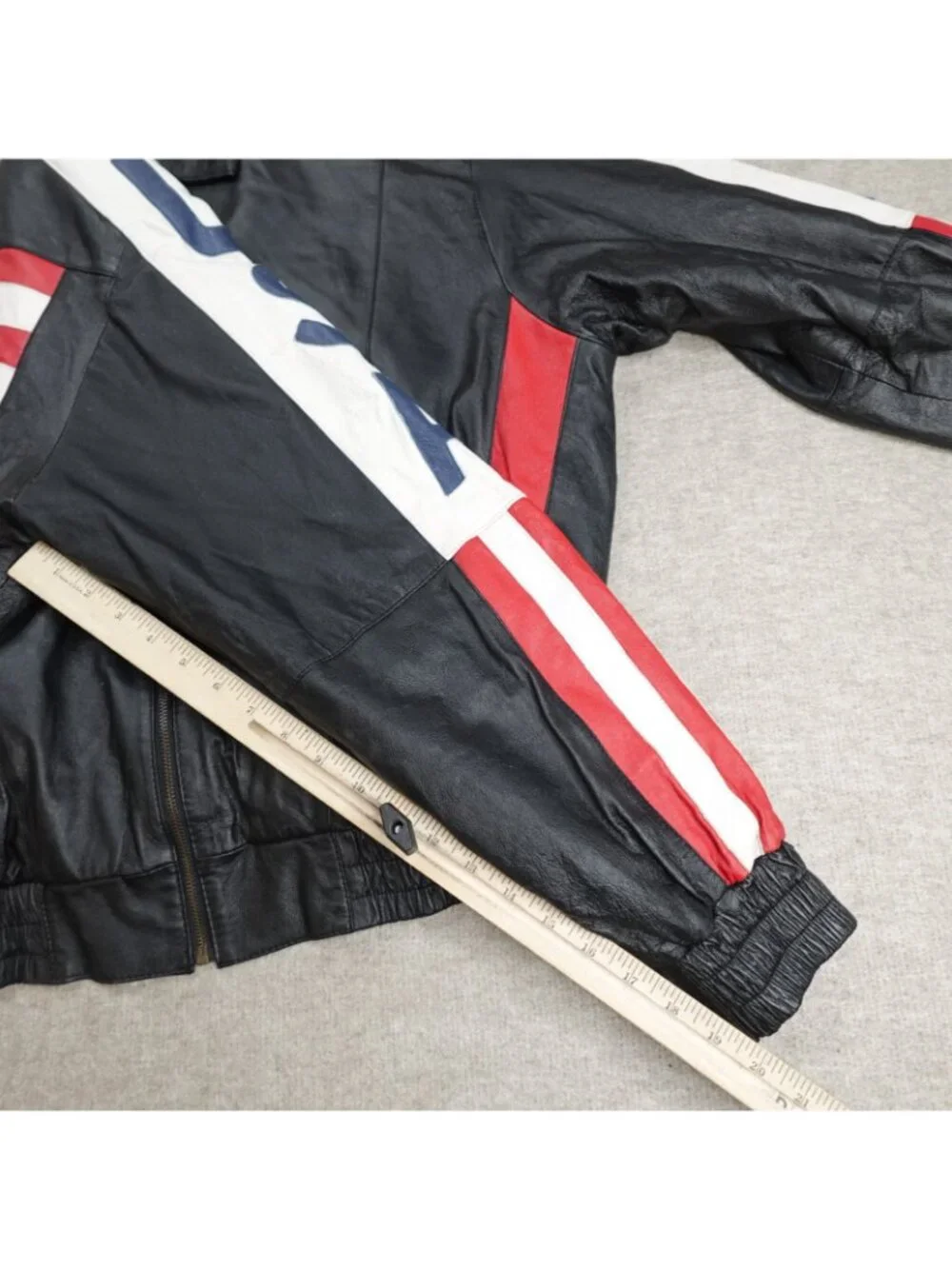 American Flag Mens Jacket XL Black Double Sided Bomber Removable Liner Vintage